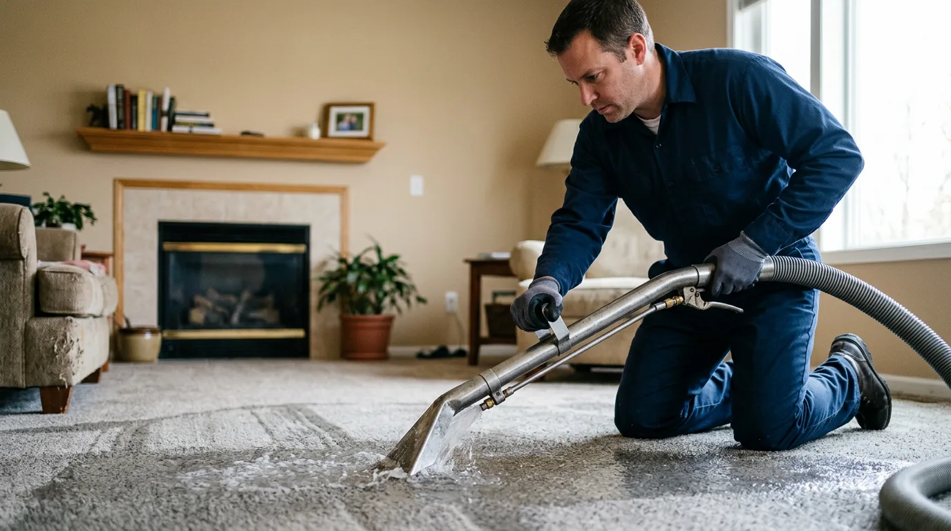 Water damage restoration technician working near Miami, MO